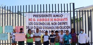Protesta contra albergue en la frontera sur de México cumple mes y medio