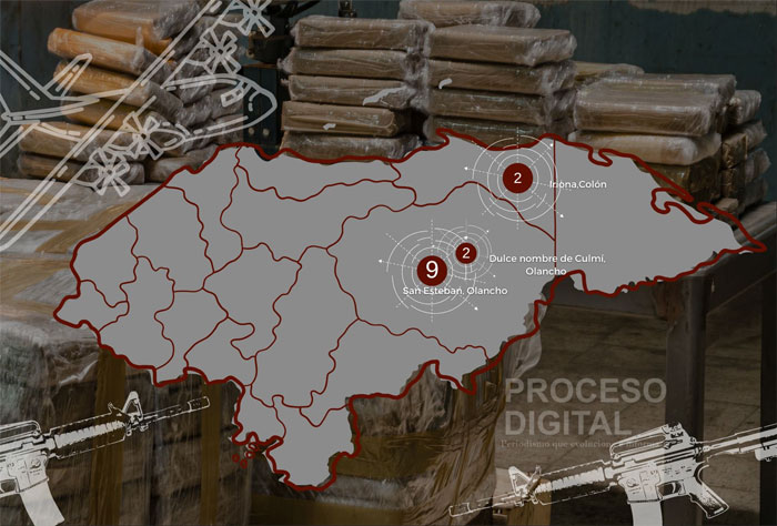 Olancho y Colón concentran destrucción de “narcopistas” en 2022