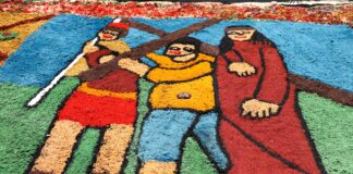 Comayagua inicia a elaborar alfombras de aserrín, uno de sus principales atractivos en Semana Santa