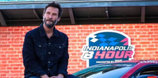 El actor Keanu Reeves debuta en la carrera de autos de Indianapolis con un trompo