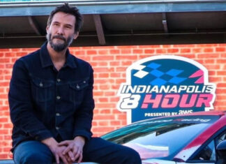El actor Keanu Reeves debuta en la carrera de autos de Indianapolis con un trompo
