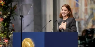La hija de Maria Corina Machado recibe en su nombre el Nobel de la Paz en Oslo